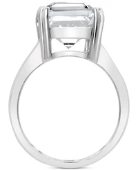 Gemstone Emerald-Cut Statement Ring 14k Gold-Plated Sterling Silver (Also White Quartz & Black Onyx)