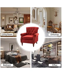 Nivison Modern Small Accent Chair with Nailhead Trim Space Saving