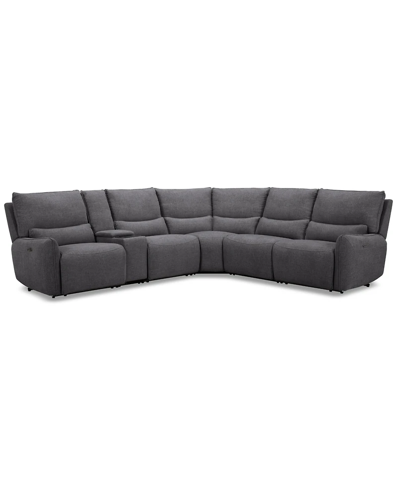Olper -Pc. Fabric Zero Wall Sectional Sofa with Two Power Motion Pieces & Console