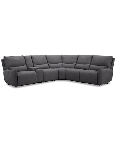 Olper -Pc. Fabric Zero Wall Sectional Sofa with Two Power Motion Pieces & Console
