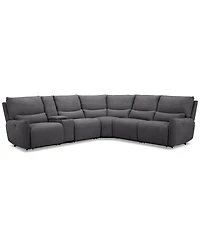Olper -Pc. Fabric Zero Wall Sectional Sofa with Two Power Motion Pieces & Console