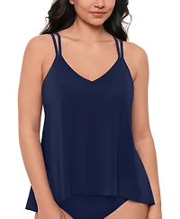 Swim Solutions Women's Midnight Princess High-Low Tankini Top, Created for Macy's
