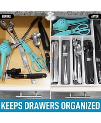 Kitchen Utensil Drawer Organizer Tray with Soft Grip Interior Lining (6 Compartment)