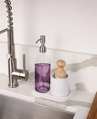 Smart Design Ceramic Soap Pump and Brush Set - 4 Pieces
