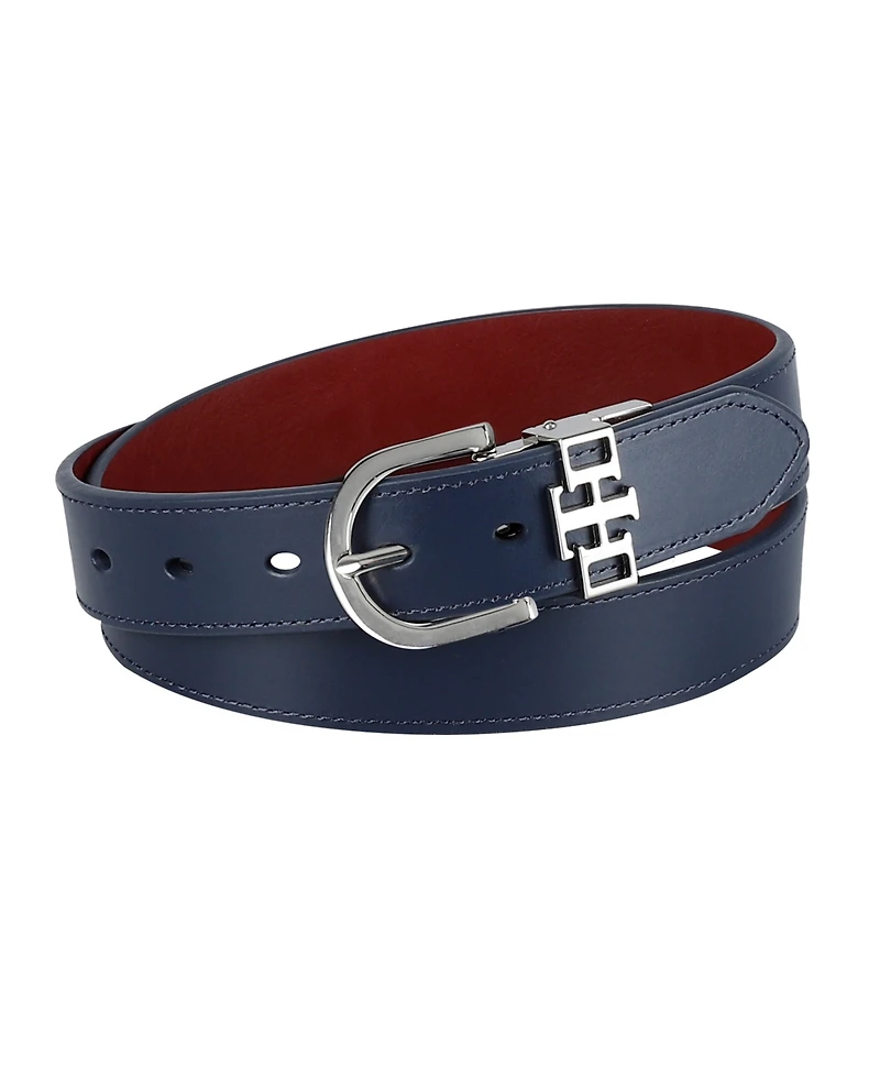 Tommy Hilfiger Women's 2-In-1 Reversible Th Monogram Strap Keeper Dress Casual Belt