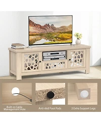 Slickblue Retro Tv Stand Media Entertainment Center with Mirror Doors and Drawer