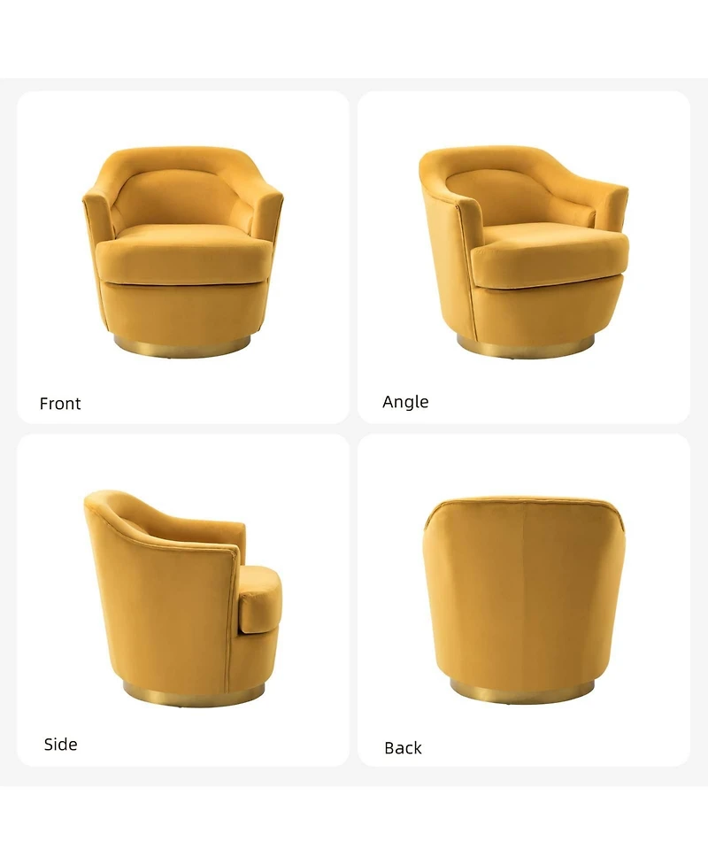 Hulala Home Kanstantin Modern Swivel Barrel Chair with Metal Base