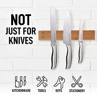 Seamless Bamboo Wood Magnetic Knife Holder - Wooden Strip for Organizing your Kitchen