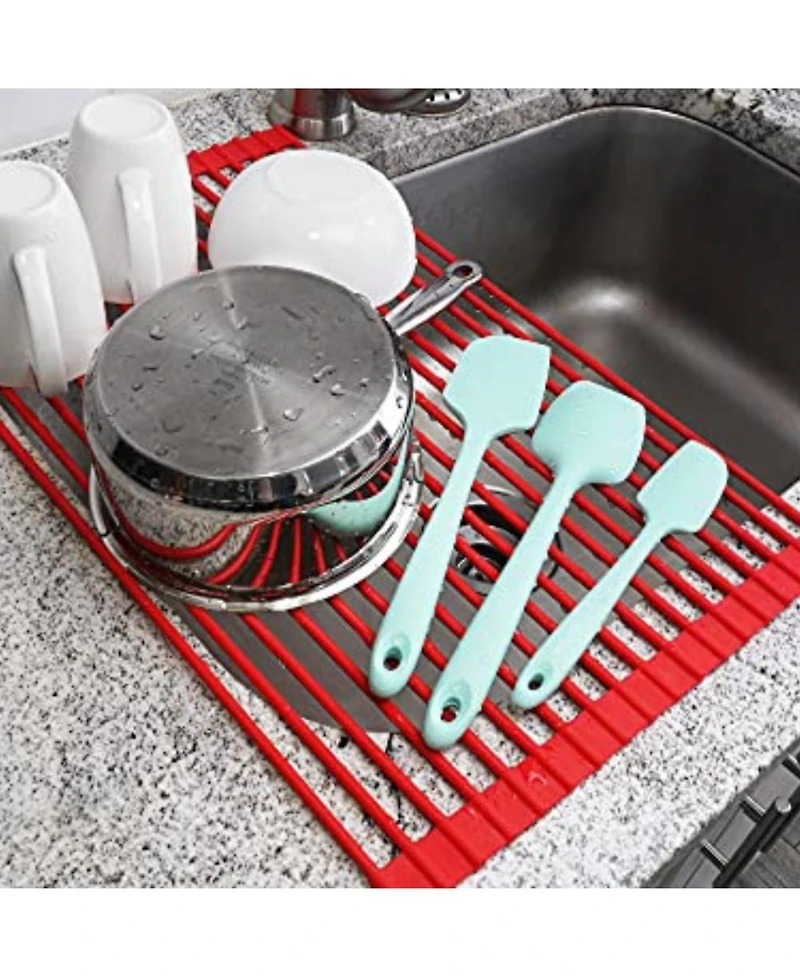 Multipurpose Heavy Duty Silicone Roll Up Sink Drying Rack Large