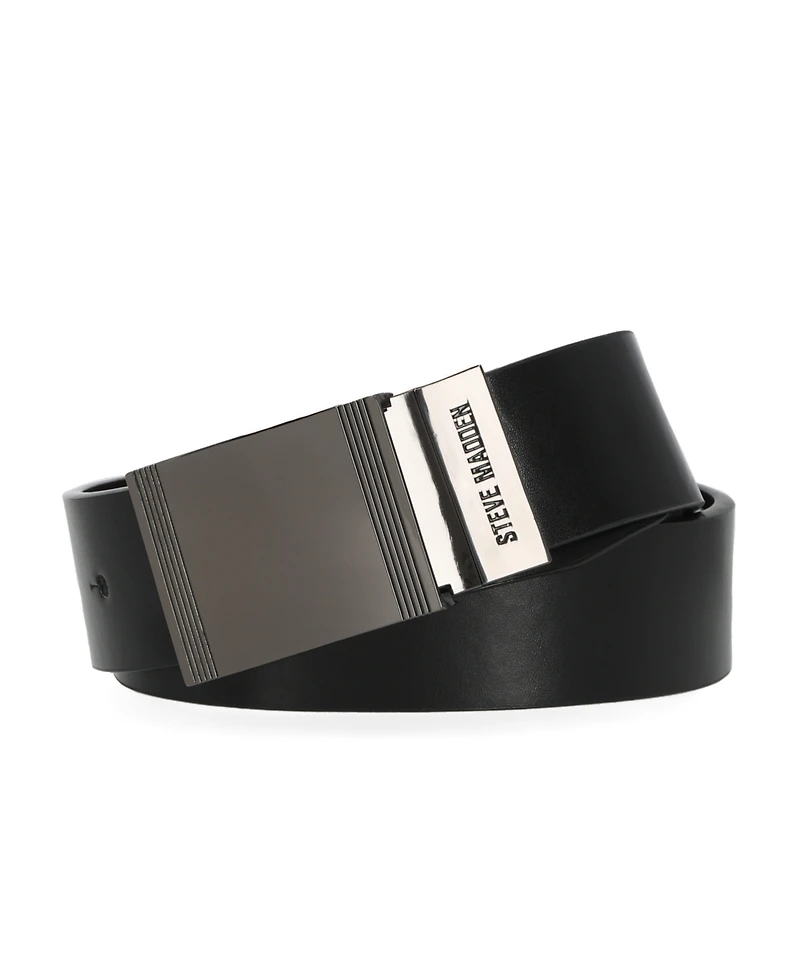 Steve Madden 35mm Cut Edge Plaque Buckle Belt