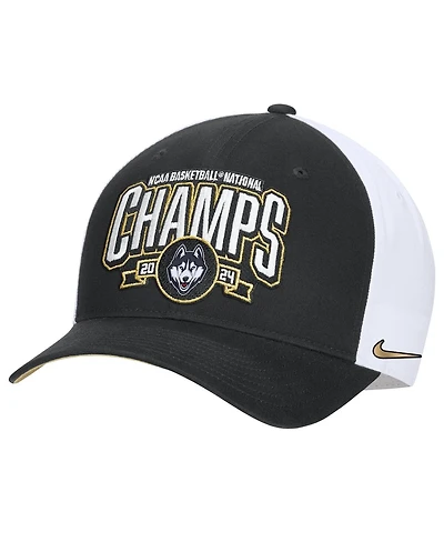 Nike Men's Black/White Uconn Huskies 2024 Ncaa Men's Basketball National Champions Locker Room Adjustable Hat