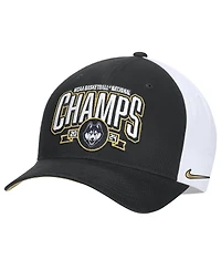 Nike Men's Black/White Uconn Huskies 2024 Ncaa Men's Basketball National Champions Locker Room Adjustable Hat