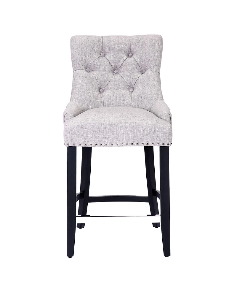 24" Linen Tufted Buttons Upholstered Wingback Counter Stool (Set of 2)
