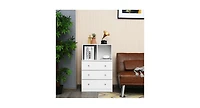 Slickblue 3 Drawer Dresser with Cubbies Storage Chest for Bedroom Living Room