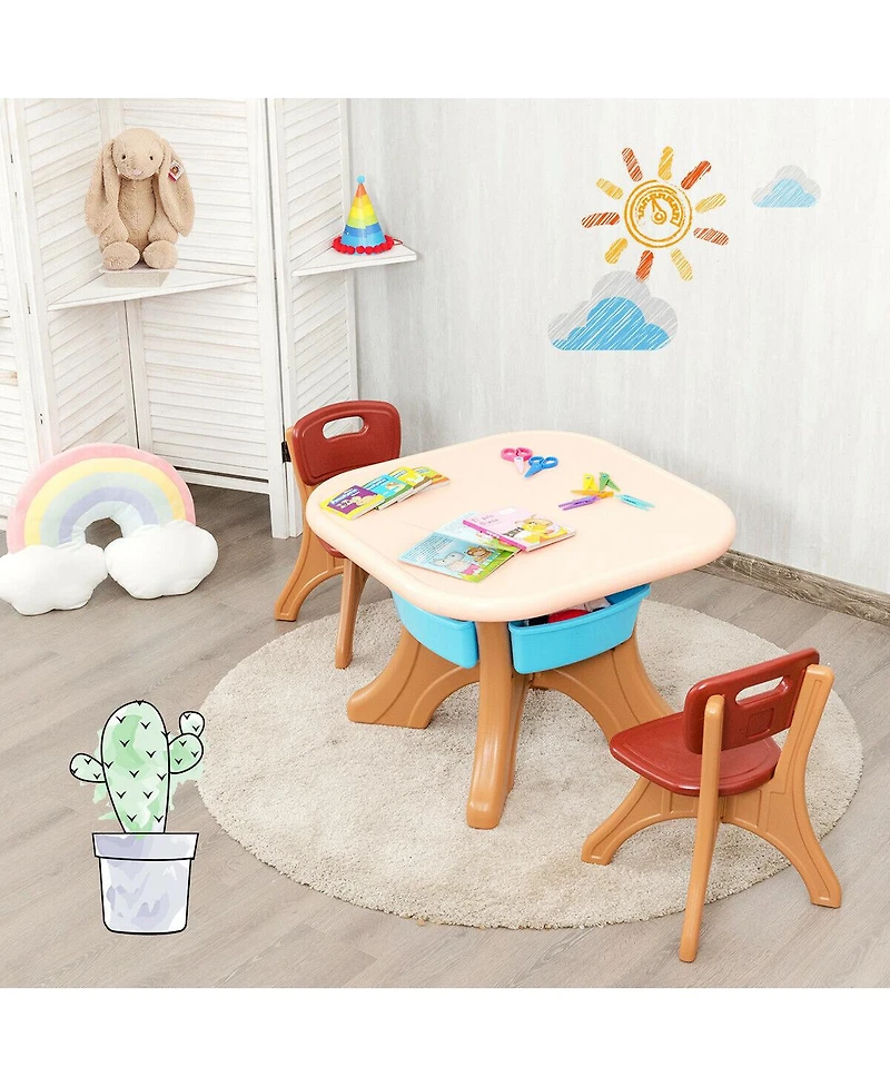 Slickblue Children Kids Activity Table & Chair Set Play Furniture W/Storage