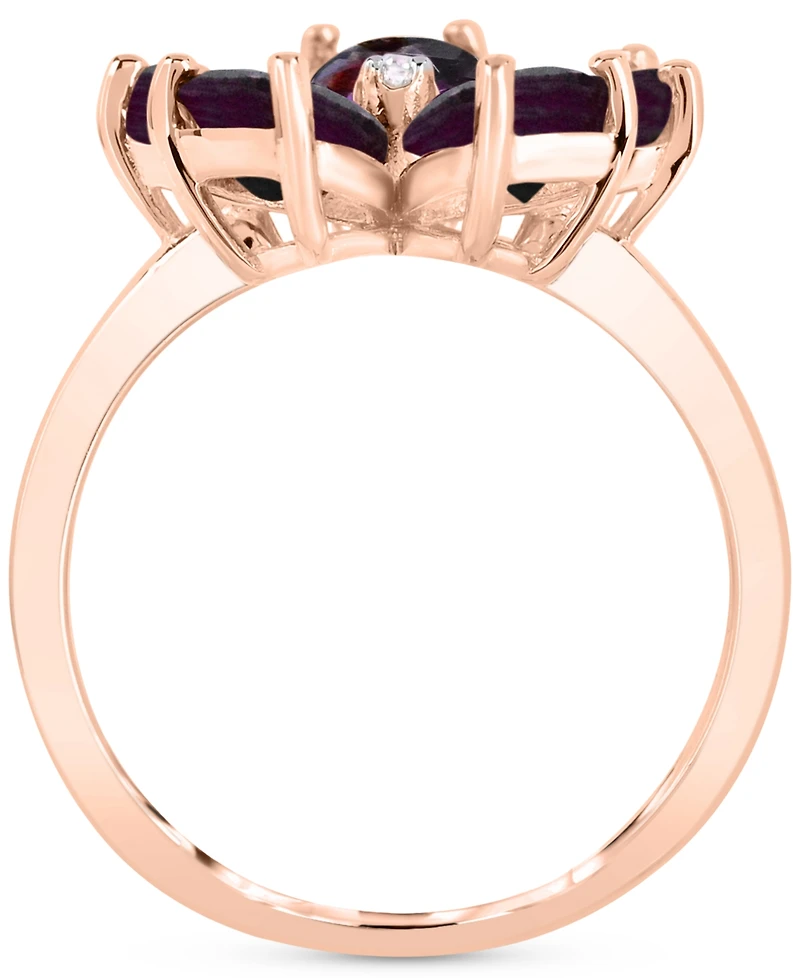 Rhodolite (3-1/2 ct. t.w.) & Diamond Accent Flower Ring in 14k Rose Gold-Plated Sterling Silver