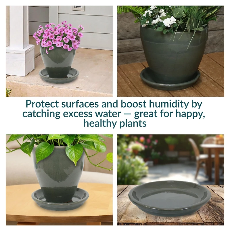 Outdoor/Indoor High-Fired Glazed Uv- and Frost-Resistant Ceramic Flower Pot Planter Saucers