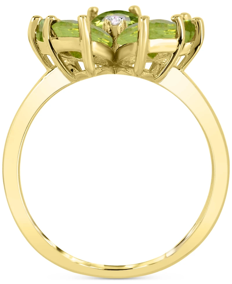 Peridot (3-1/2 ct. t.w.) & Diamond Accent Flower Ring in 14k Gold-Plated Sterling Silver