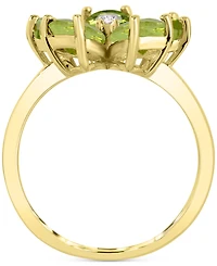 Peridot (3-1/2 ct. t.w.) & Diamond Accent Flower Ring in 14k Gold-Plated Sterling Silver