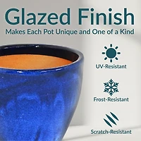 Resort Outdoor/Indoor High-Fired Glazed Uv- and Frost-Resistant Ceramic Flower Pot Planter with Drainage Holes