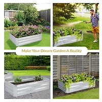 11.75" H Raised Metal Garden Bed - Galvanized Raised Garden Bed Outdoor for Vegetables and Flowers - Woodgrain - 4' x 2' Silver
