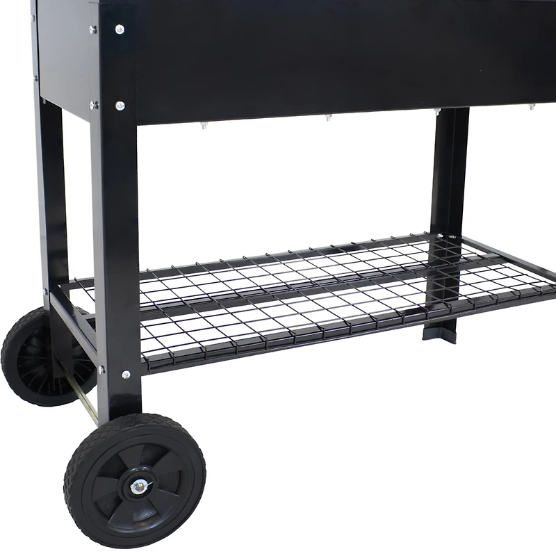 43-Inch Galvanized Steel Raised Garden Bed Cart - Outdoor Elevated Planter with Wheels for Vegetables