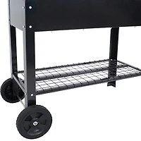 43-Inch Galvanized Steel Raised Garden Bed Cart - Outdoor Elevated Planter with Wheels for Vegetables