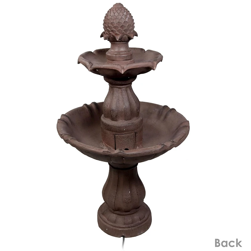 38"H Electric Polyresin and Fiberglass 2-Tier Curved Plinth Outdoor Water Fountain