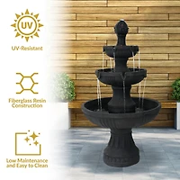 43"H Electric Fiberglass and Resin 3-Tier Flower Blossom Outdoor Water Fountain