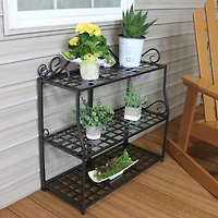 3-Tier Metal Iron Plant Stand with Scroll Design