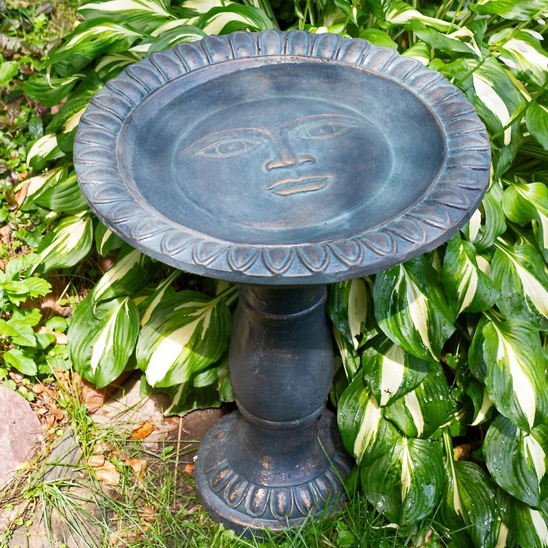 Sunnydaze Decor Outdoor Glass Fiber Reinforced Concrete Patio Garden Facade du Soleil Bird Bath - 26"