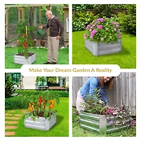 11.75" H Raised Metal Garden Bed - Galvanized Raised Garden Bed Outdoor for Vegetables and Flowers - Silver - Square
