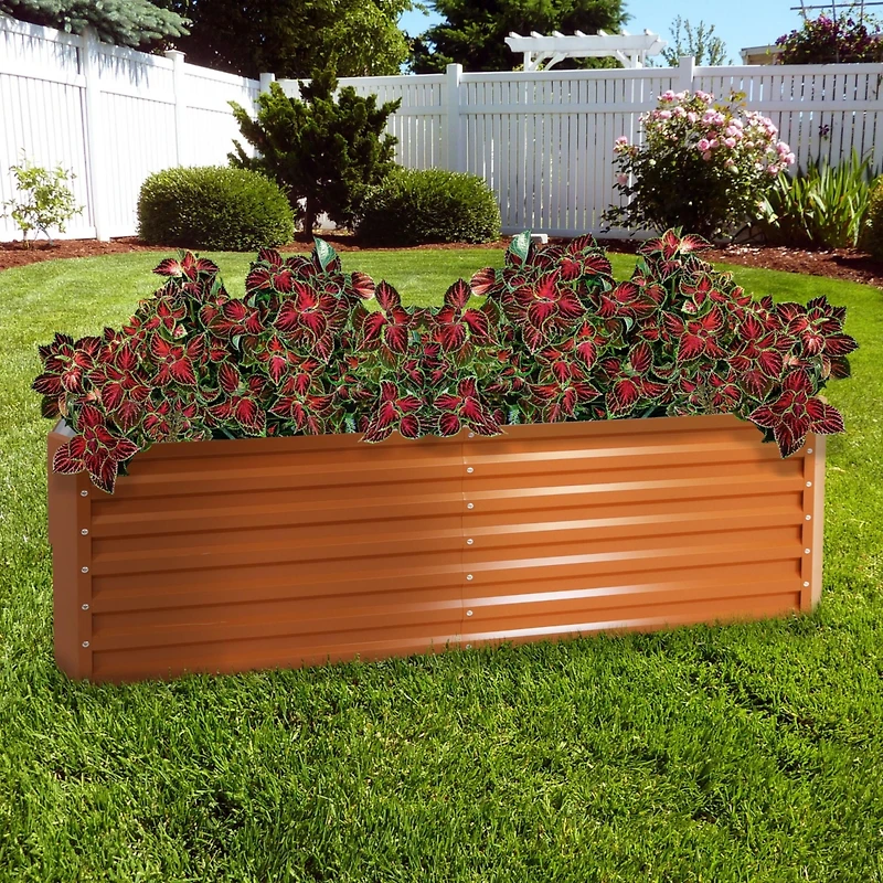 Outdoor Vegetable or Flower Galvalume Steel Raised Garden Bed for Backyard or Garden - Rectangle - 71"