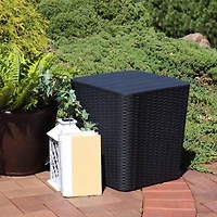 11.5-Gallon Outdoor Deck Box - Weather-Resistant Side Table with Storage for Cushions, Garden Tools, Pool Supplies - Phantom Gray - Faux Rattan