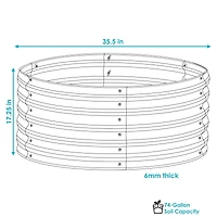 Small, Circular Raised Garden Bed - Galvalume Steel Planter Box with Rubber Edge Trim - 17.25" H