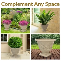 Indoor/Outdoor Patio, Garden, or Porch Weather-Resistant Double-Walled Darcy Flower Pot Planter - 16" - Beige
