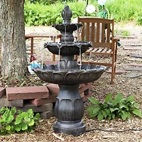 46"H Electric Polystone 3-Tier Classic Tulip Outdoor Water Fountain