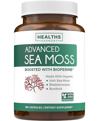 Healths Harmony Advanced Irish Sea Moss Capsules, Digestive & Immune System Support, Health's Harmony, 180ct