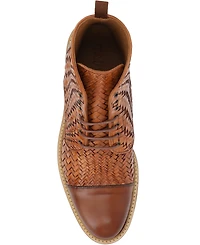 Taft Men's Rome Woven Handcrafted Full-grain Leather Dress Lace-up Boot