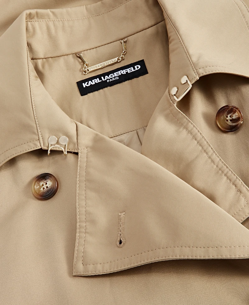 Karl Lagerfeld Paris Women's Ruched-Sleeve Trench Coat