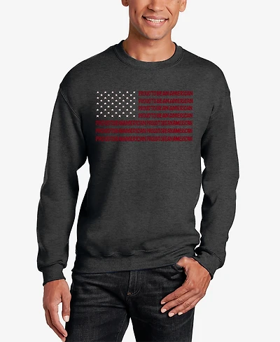 La Pop Art Proud To Be An American - Men's Word Crewneck Sweatshirt
