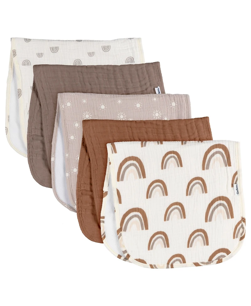 Gerber Baby Neutral Stars Muslin Burpcloths - 5-Pack