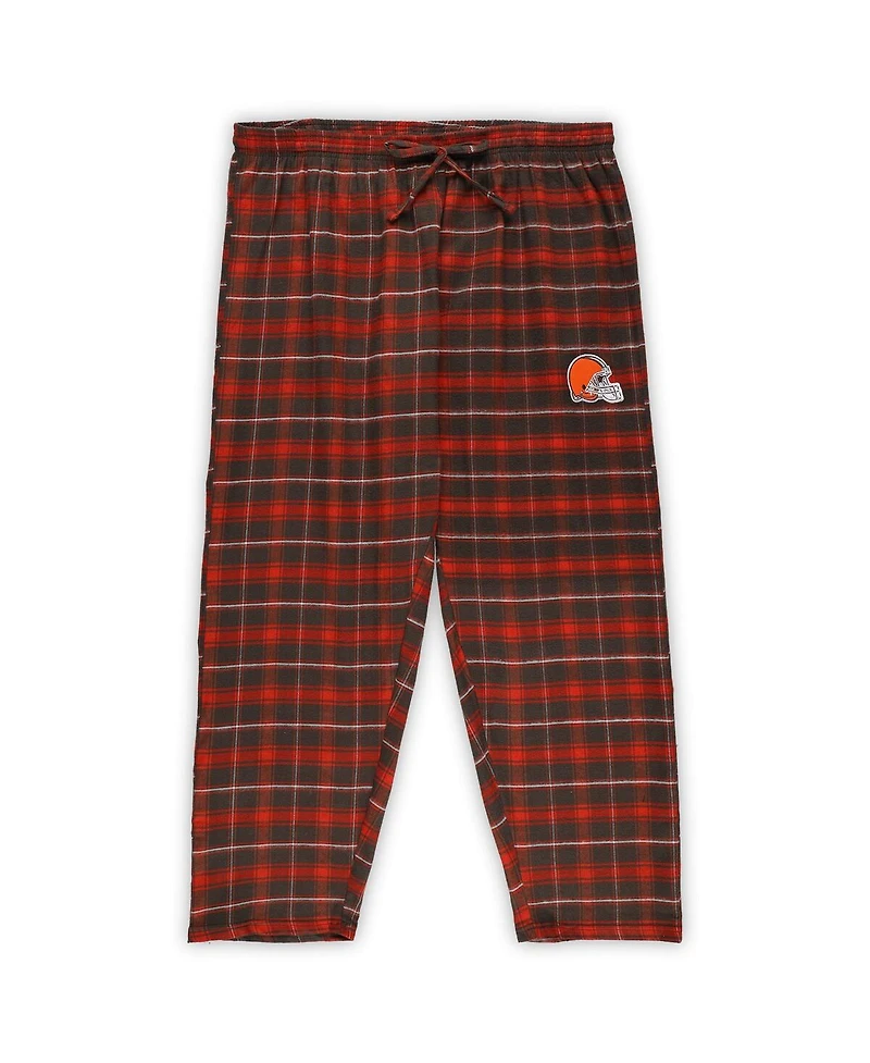 Concepts Sport Women's Brown Cleveland Browns Plus Size Badge T-Shirt Flannel Pants Sleep Set