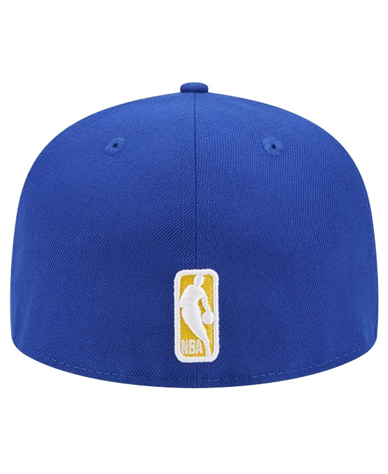 New Era Men's Royal Golden State Warriors Court Sport Leather Applique 59Fifty Fitted Hat