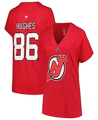 Fanatics Branded Women's Jack Hughes Red New Jersey Devils Plus Size Name Number T-Shirt