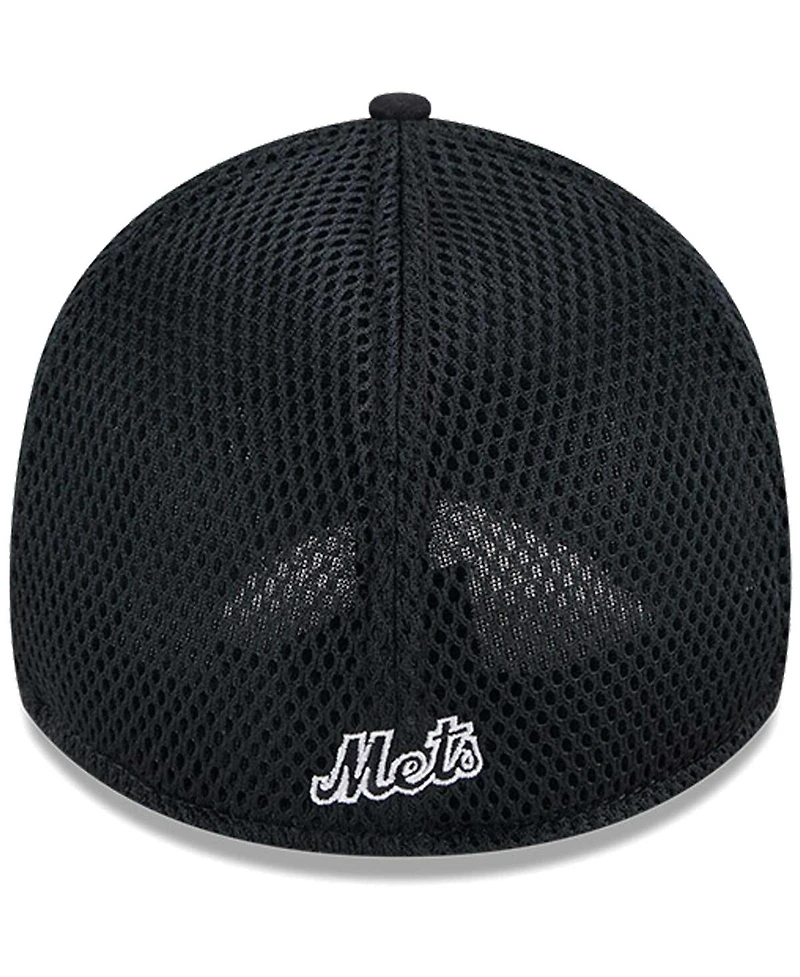 New Era Men's York Mets Evergreen Black White Neo 39Thirty Flex Hat