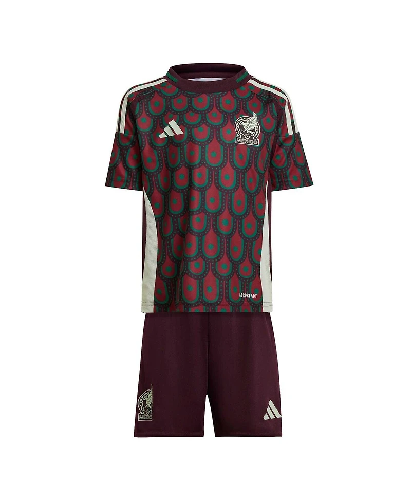 Toddler adidas Burgundy Mexico National Team 2024 Home Mini Kit