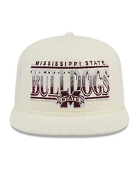 New Era Men's White Mississippi State Bulldogs Throwback Golfer Corduroy Snapback Hat