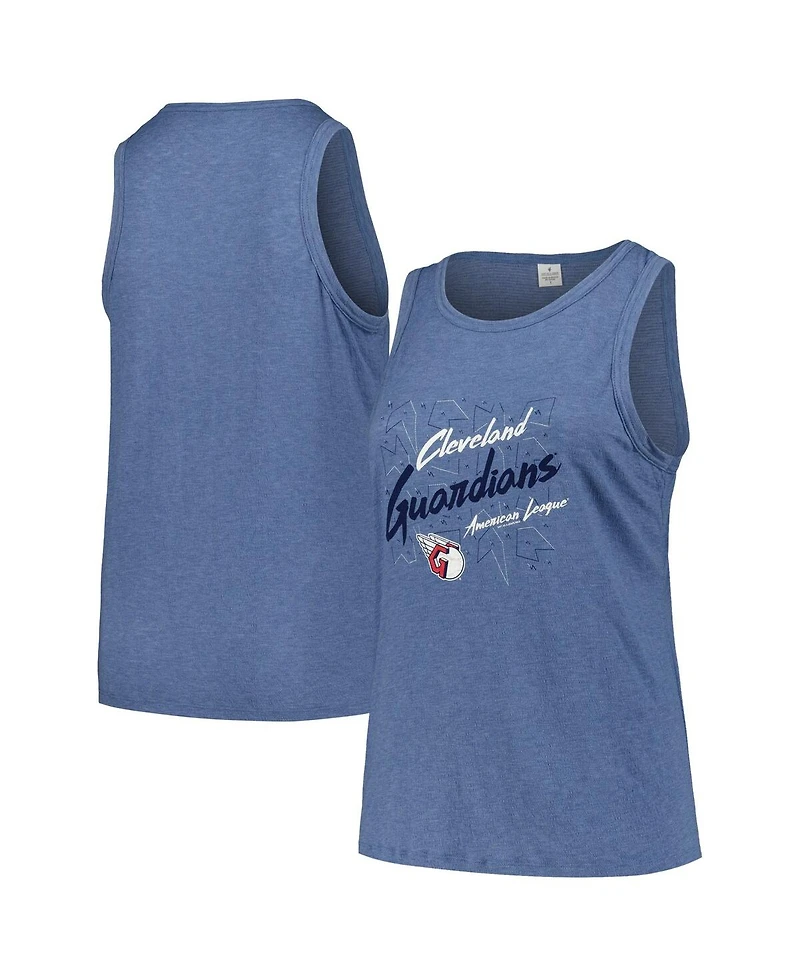 Soft as a Grape Women's Navy Cleveland Guardians Plus Size Curvy High Neck Tri-Blend Tank Top