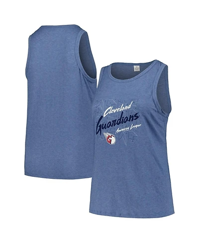 Soft as a Grape Women's Navy Cleveland Guardians Plus Size Curvy High Neck Tri-Blend Tank Top